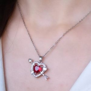 گردنبند قلب قرمز و تیرکمان (وارداتی) استیل رنگ ثابت