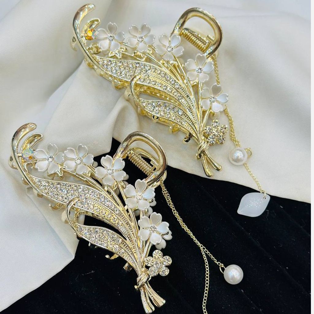 قیمت ارزان کلیپس مجلسی فلزی خوشه گل