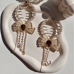 گیره گوجه ای مجلسی پاپیون مرواریدی