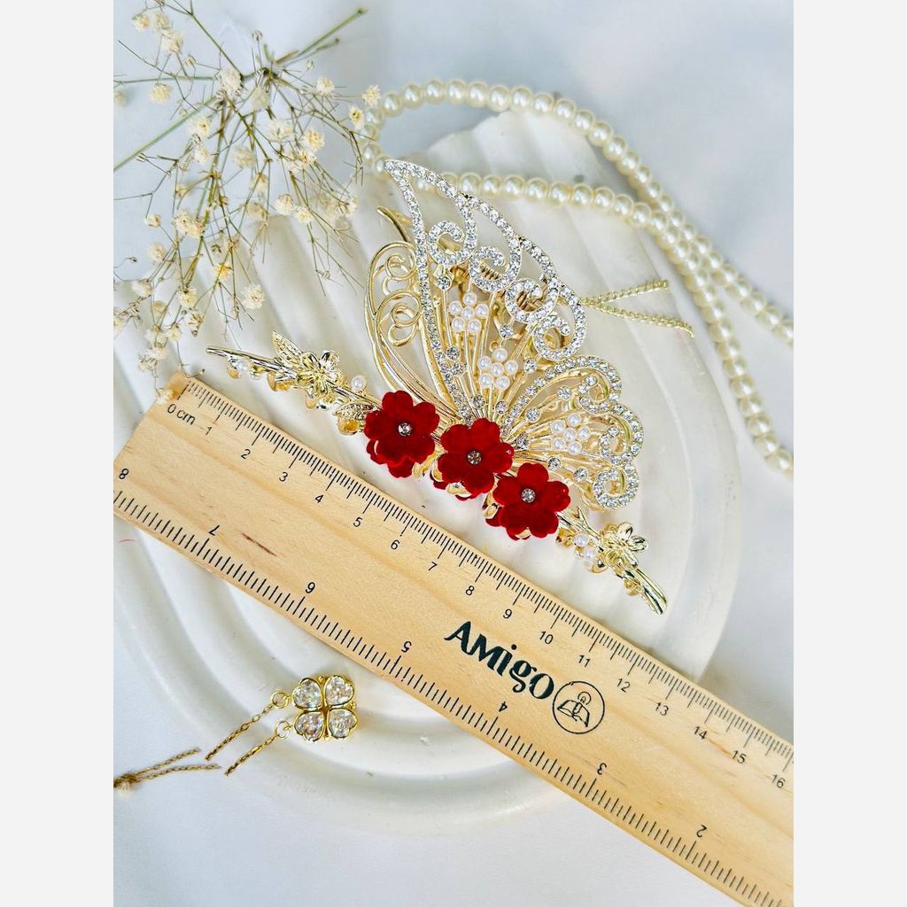 خرید اینترنتی قیمت کلیپس مجلسی فلزی رز قرمز آویزدار