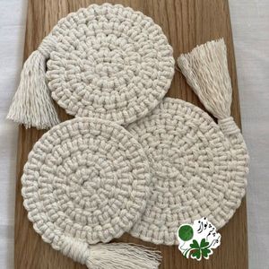 پک 4عددی زیرلیوانی وزیربشقابی مکرومه بافی