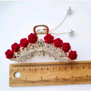 خرید اینترنتی قیمت کلیپس مجلسی فلزی گل رز مخملی سایز بزرگ مناسب برای همه حجم مو