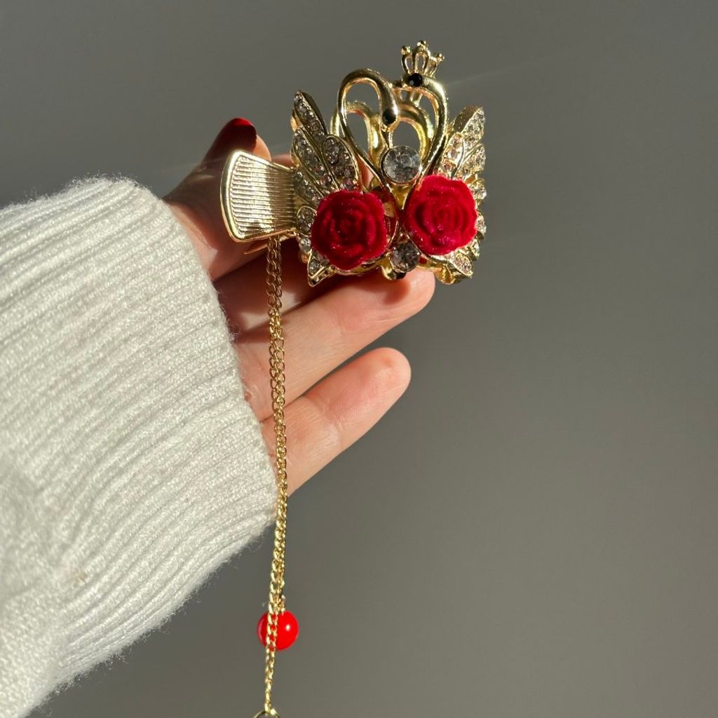 خرید اینترنتی کلیپس سامورایی مجلسی فلزی طرح قو آویزدار