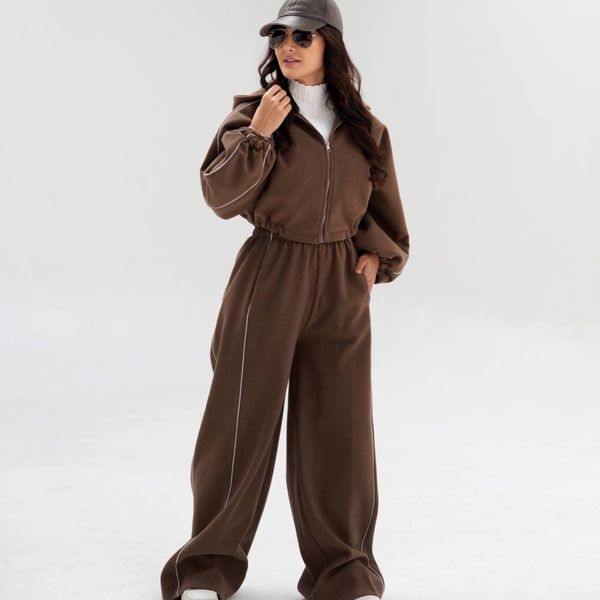 ست فوتر کلاهدار ( کراپ سویشرت و شلوار )