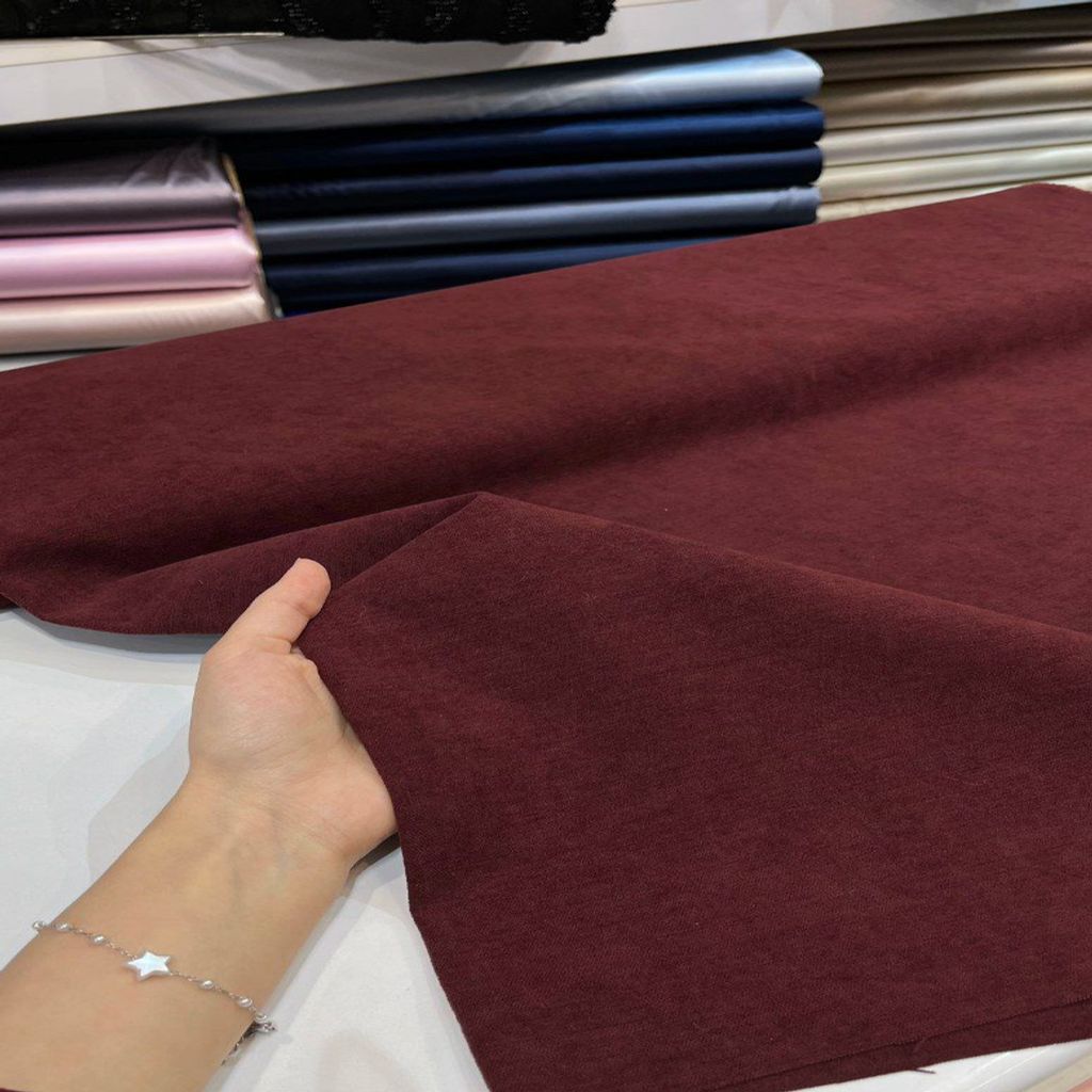 خرید اینترنتی قیمت پارچه شنل مخمل ترک 1163 - رنگ زرشکی