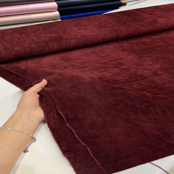 پارچه شنل مخمل ترک 1163 - رنگ زرشکی کهربایی