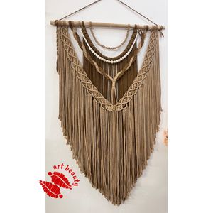 اویز لاکچری مهره دار‌مکرومه دارچین