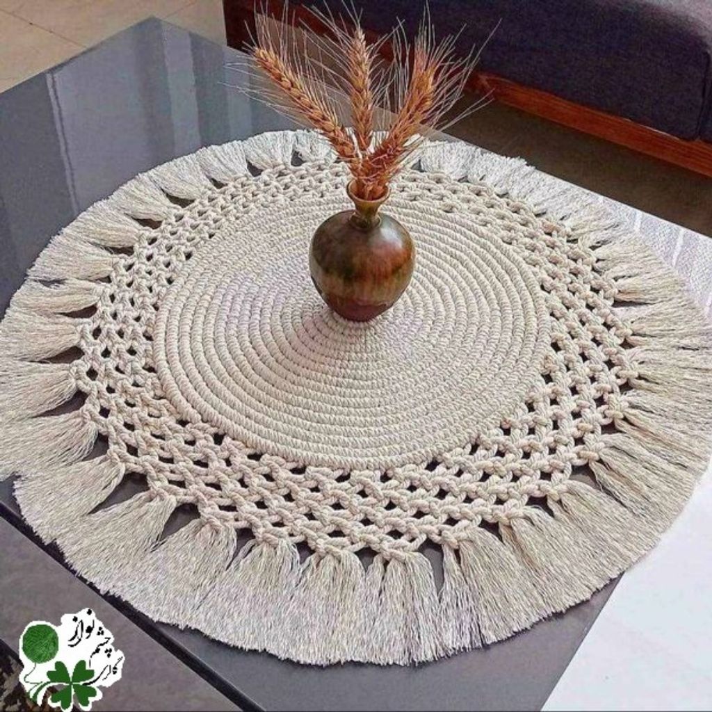 قیمت رومیزی گرد مکرومه بافی