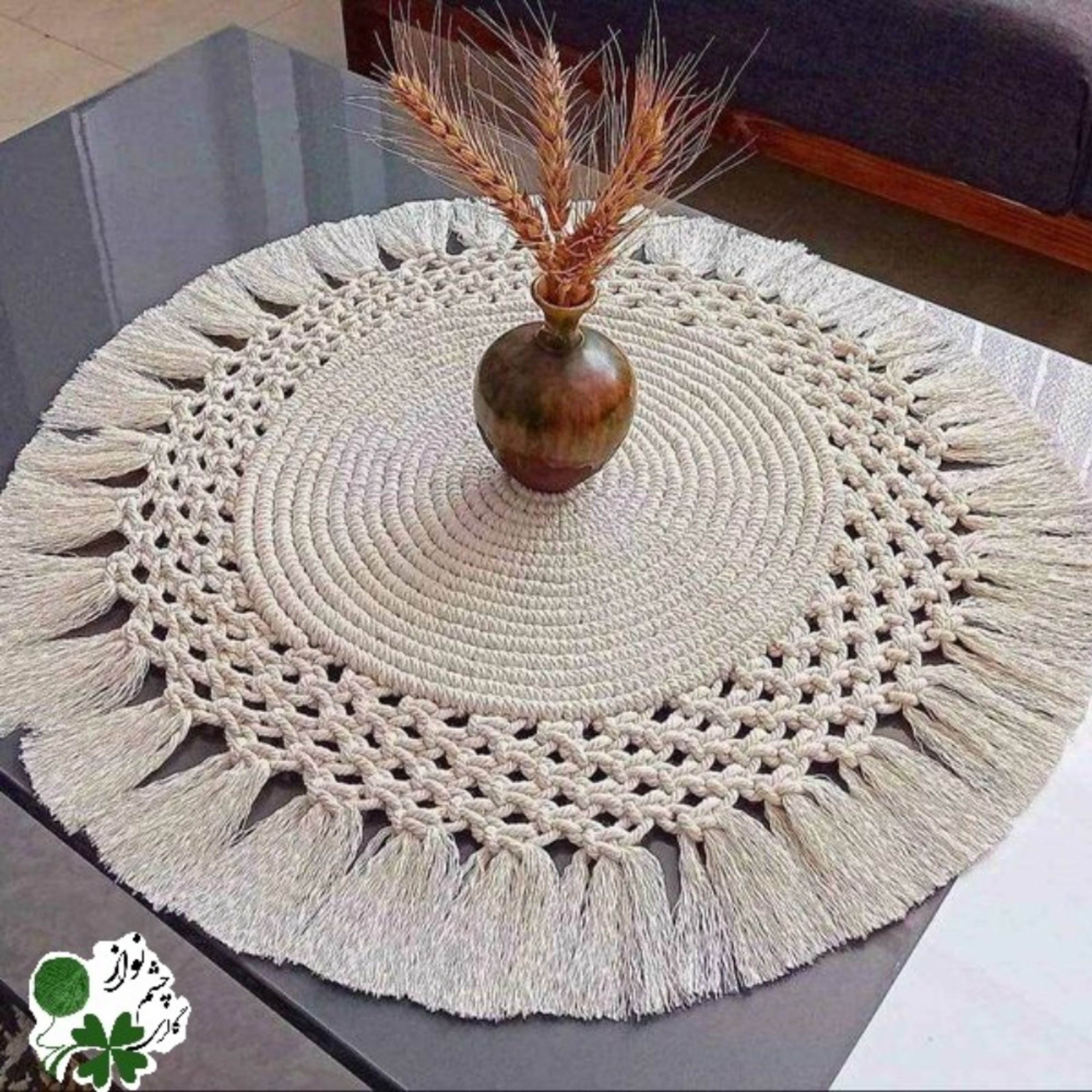 قیمت رومیزی گرد مکرومه بافی