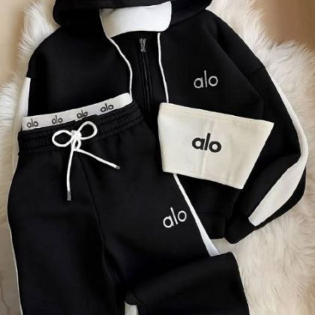 فروش اینترنتی ست سه تیکه alo سویشرت+شلوار+کراپ