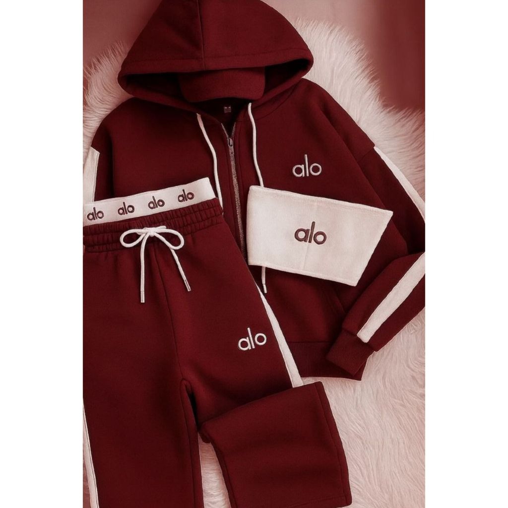 فروش اینترنتی ست سه تیکه alo سویشرت+شلوار+کراپ