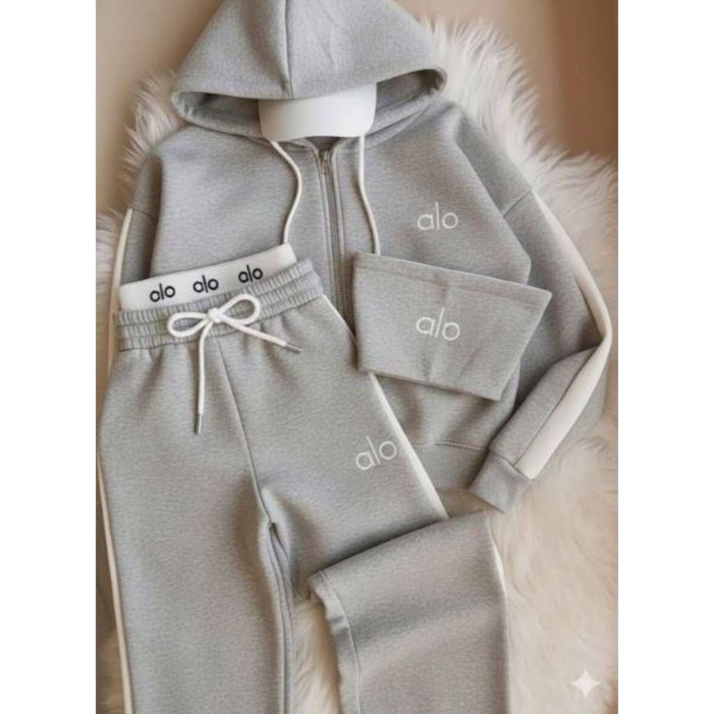 خرید اینترنتی ست سه تیکه alo سویشرت+شلوار+کراپ