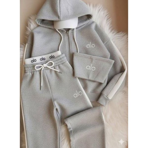ست سه تیکه alo سویشرت+شلوار+کراپ