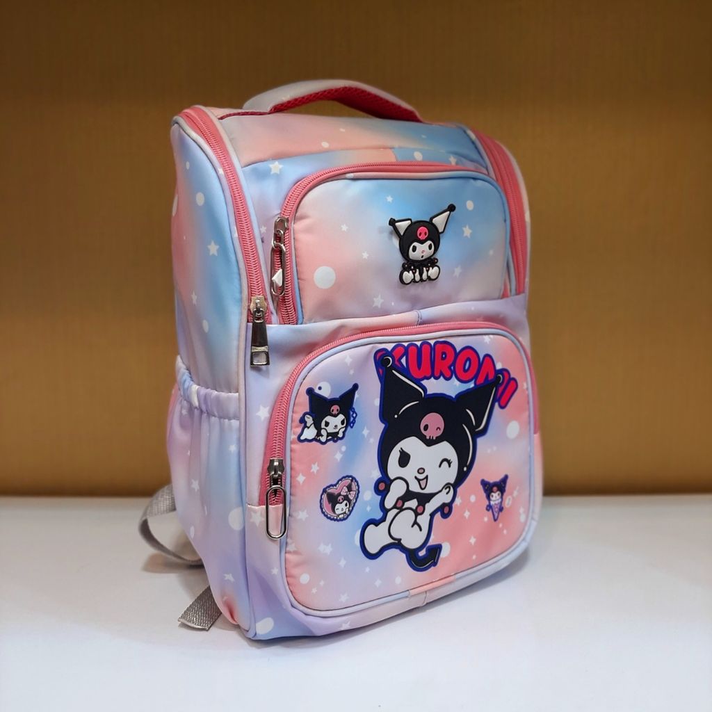 خرید اینترنتی کوله پشتی Kuromi مدل صندوقی انگلیسی چاپ کورومی