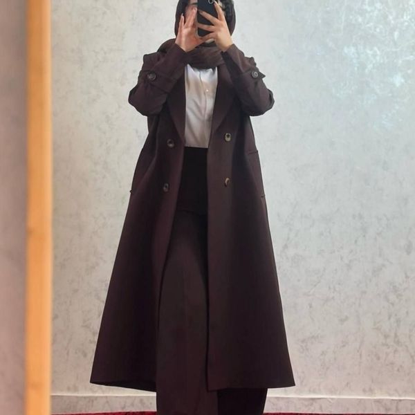 ترنچ کت قهوه ای سوخته باوان