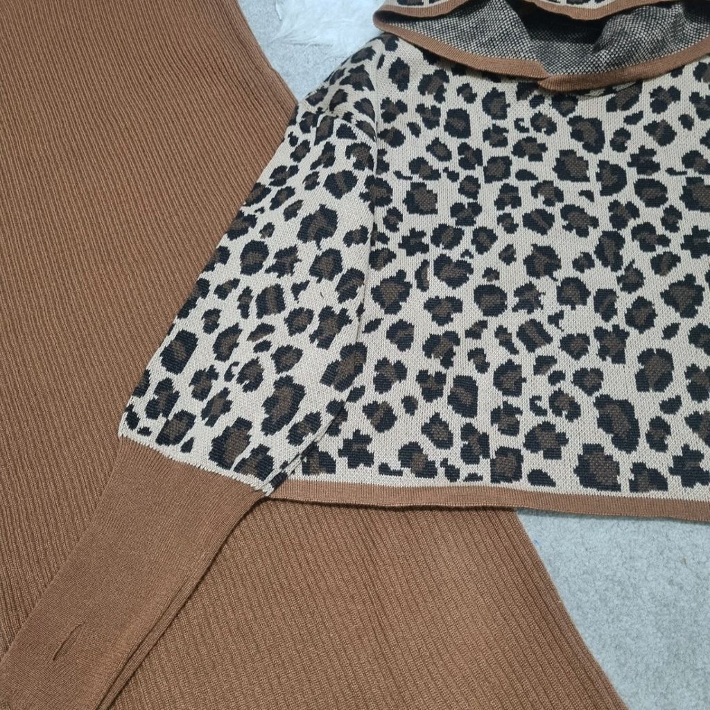 فروش اینترنتی ست بافت زنانه پلنگی فینگردار