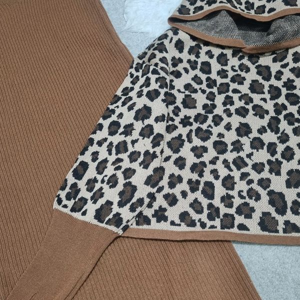 ست بافت زنانه پلنگی فینگردار