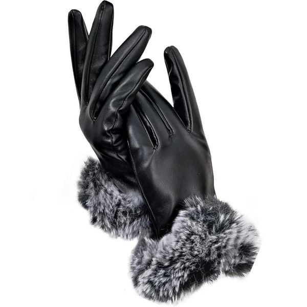 دستکش چرم زنانه خزدار