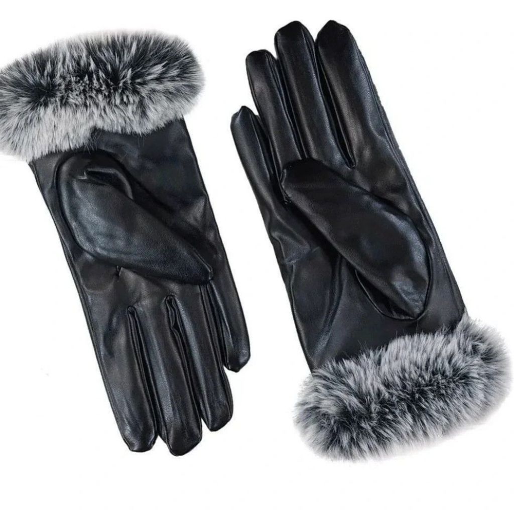 قیمت ارزان دستکش چرم زنانه خزدار