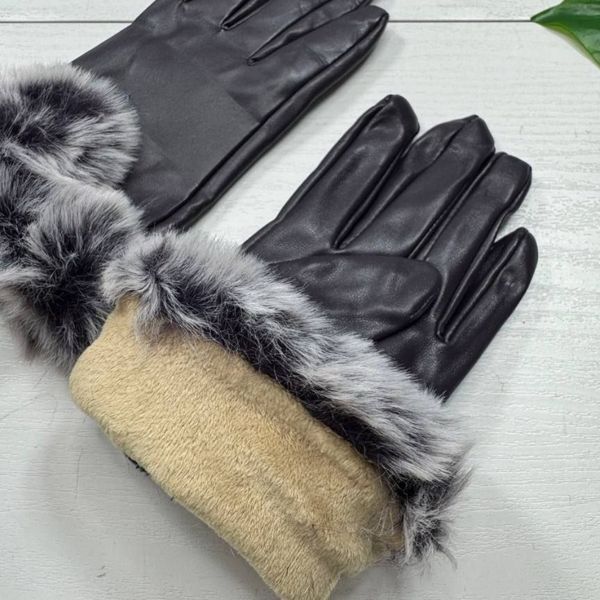 دستکش چرم زنانه خزدار