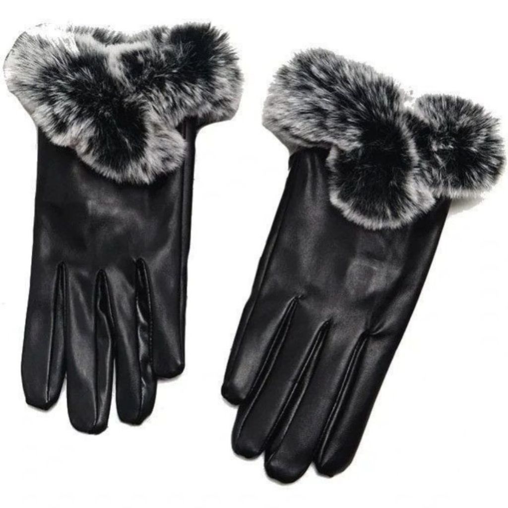 خرید آنلاین دستکش چرم زنانه خزدار