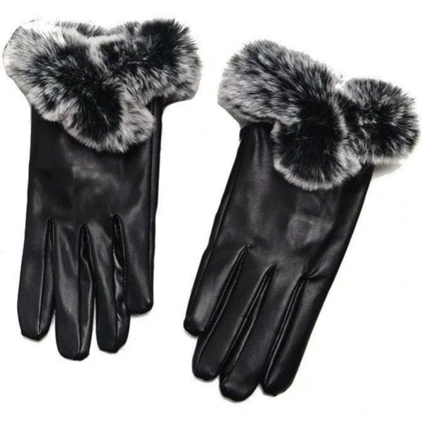 دستکش چرم زنانه خزدار