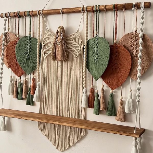 شلف دیواری مکرومه بافی مدل فرشته