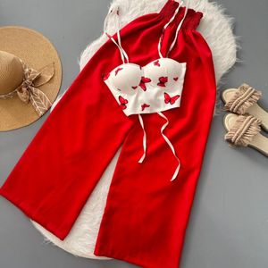 ست کراپ شلوار پروانه پاپو