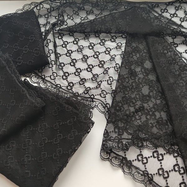 روسری توری حاشیه گیپور مشکی