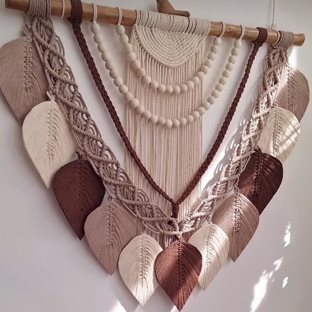 خرید آنلاین دیوار کوب پر برگ مکرومه بافی مدل اشیان