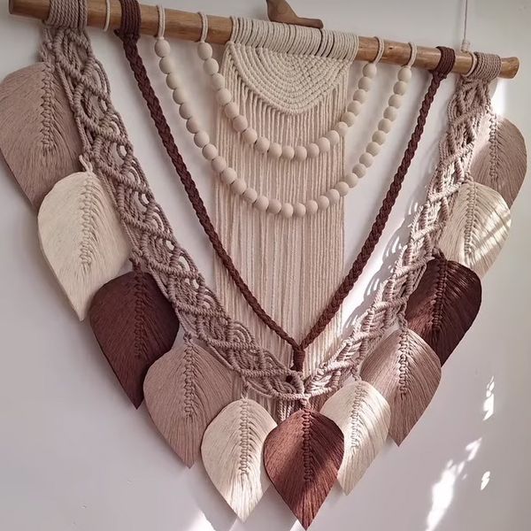 دیوار کوب پر برگ مکرومه بافی مدل اشیان