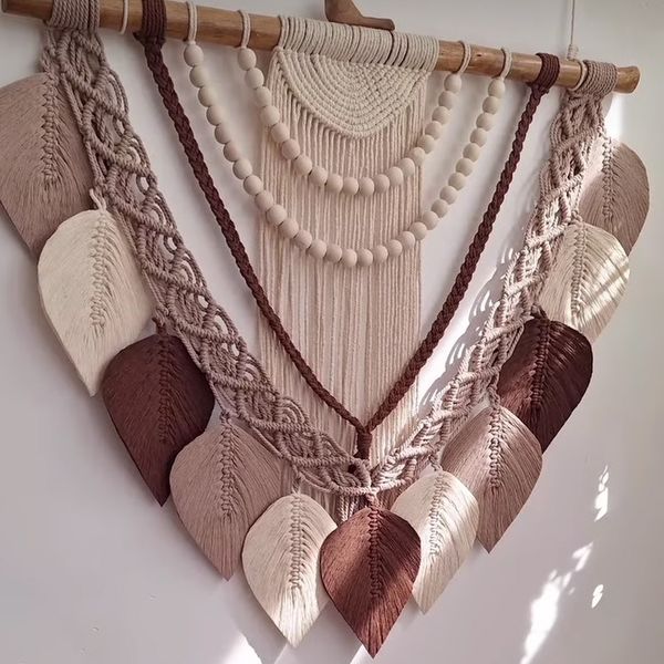 دیوار کوب پر برگ مکرومه بافی مدل اشیان