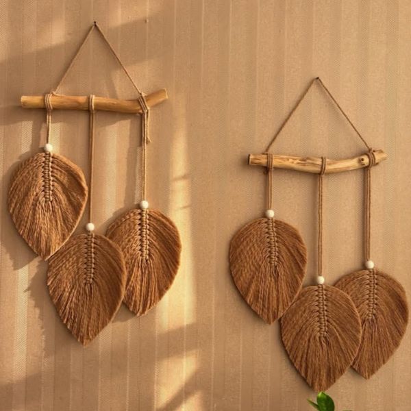 دیوارکوب سه برگ مکرومه طرح تارا