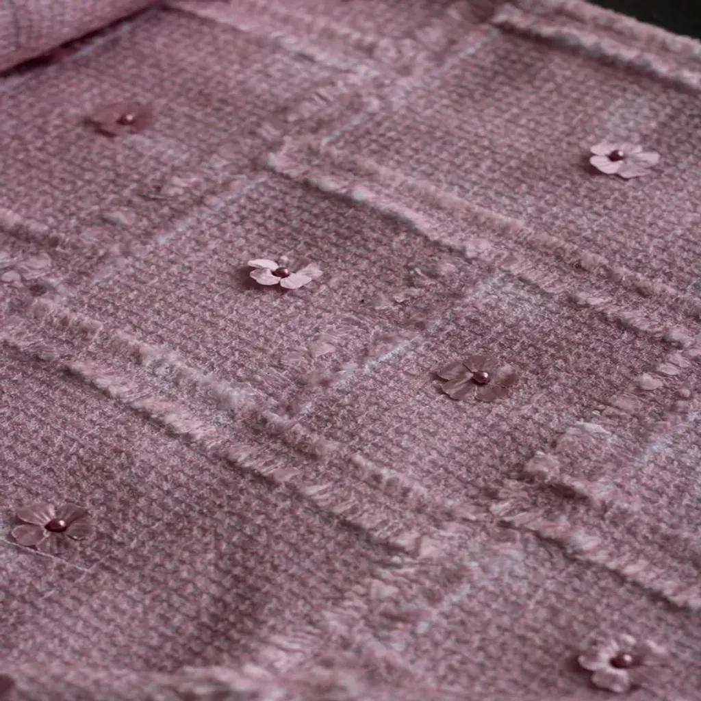 خرید اینترنتی قیمت پارچه شنل آبرنگی 1222 - صورتی