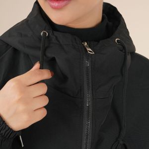 قیمت ارزان بامبر بارانی کلاه دار مشکی پاد