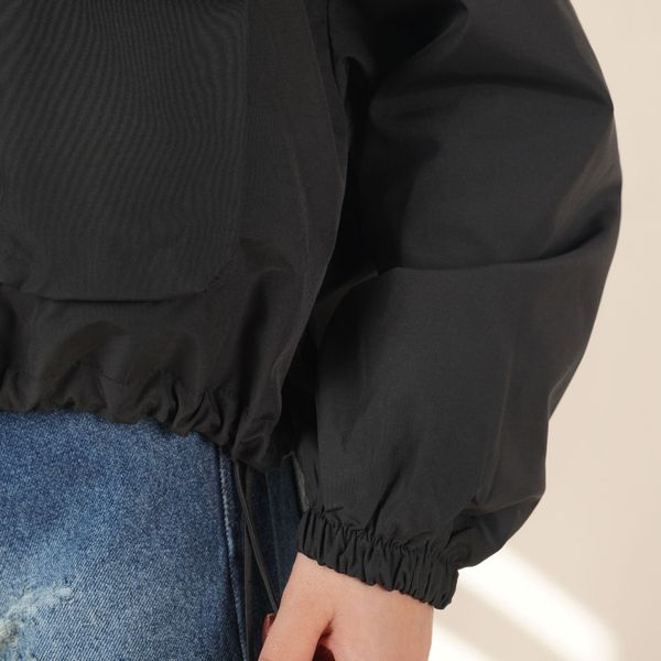 بامبر بارانی کلاه دار مشکی پاد