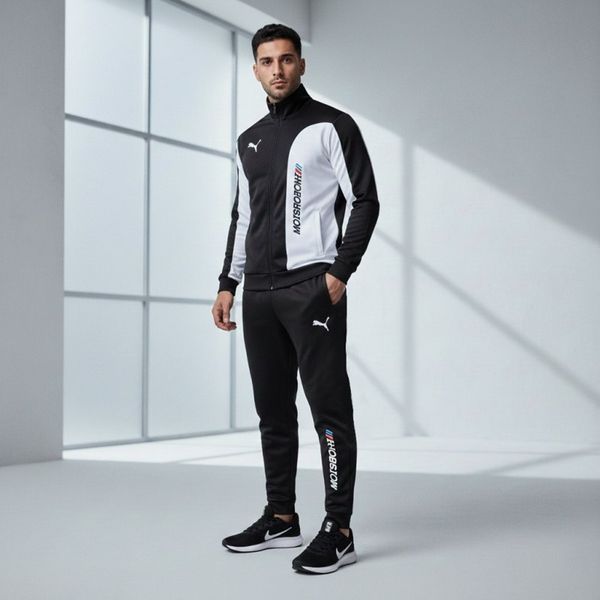 ست سوییشرت شلوار مشکی جیب دار motorsport