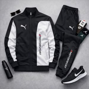 ست سوییشرت شلوار مشکی جیب دار motorsport