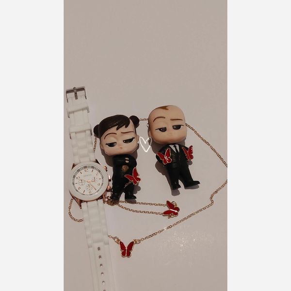 ساعت سیلیکونی فریم رزگلد جنوا + ست هدیه