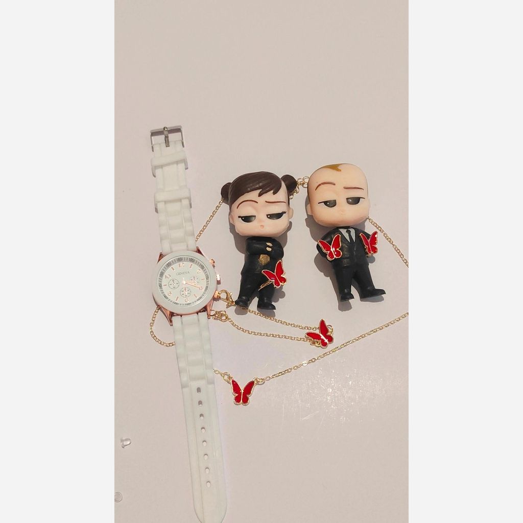 فروش اینترنتی ساعت سیلیکونی فریم رزگلد جنوا + ست هدیه