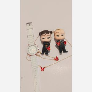 فروش اینترنتی ساعت سیلیکونی فریم رزگلد جنوا + ست هدیه