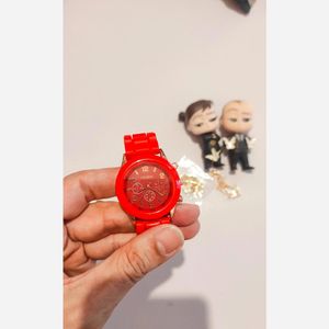 ساعت سیلیکونی فریم رزگلد جنوا + ست هدیه