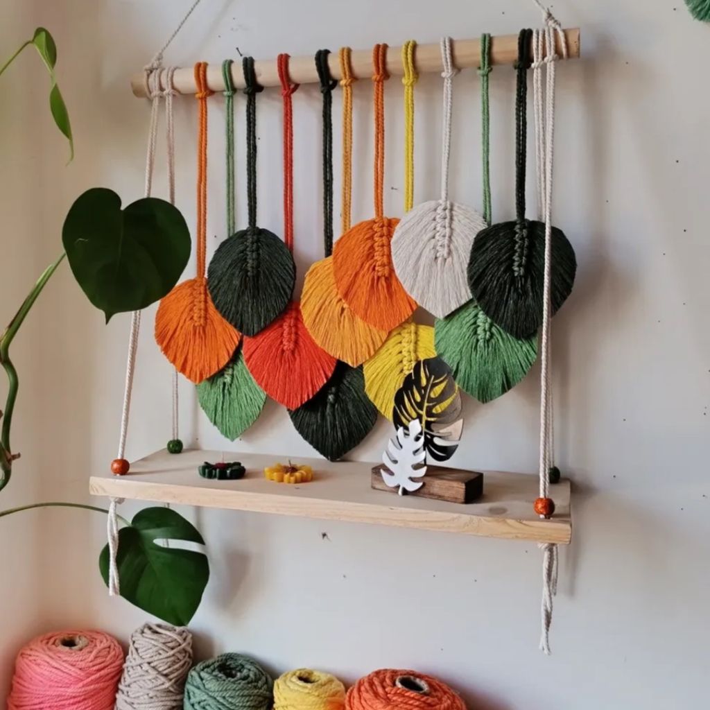 فروش اینترنتی دیوارکوب‌شلف چوبی‌برگ پاییزه