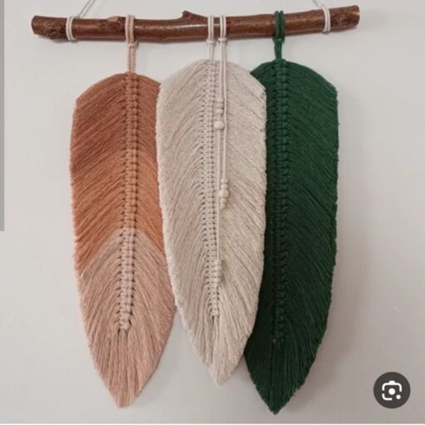 دیوارکوب سه برگ مکرومه بافی طرح گره اوا