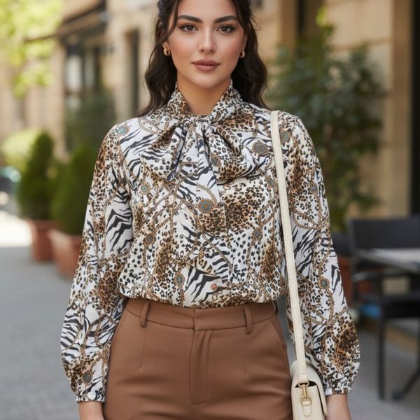 شومیز نخ پلنگی و شلوار مازراتی ست