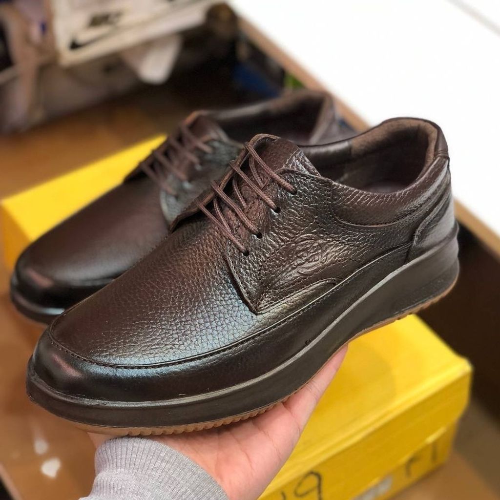 خرید اینترنتی قیمت کفش چرم مردانه بندی مدل شامی سوخته