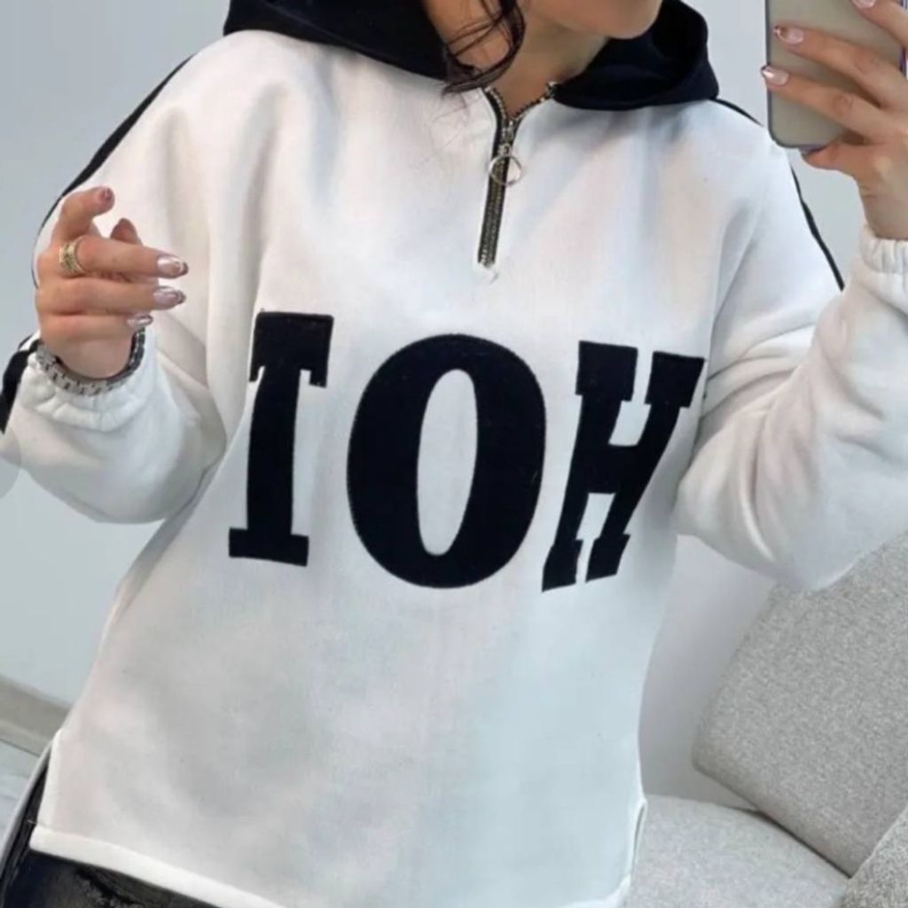 قیمت ارزان هودی کلاهدار نیم زیپ Hot