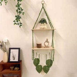 شلف چوبی مکرومه بافی دکوراتیو مدل نارنج