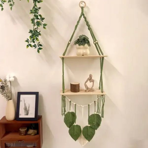 شلف چوبی مکرومه بافی دکوراتیو مدل نارنج