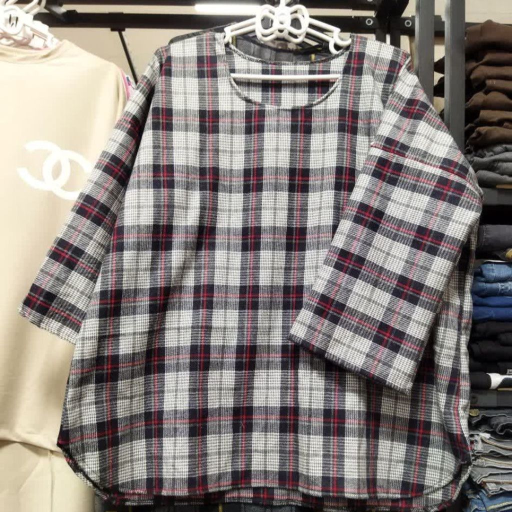 خرید آنلاین تونیک جلو بسته سایزبزرگ کشمیر زنانه tn867